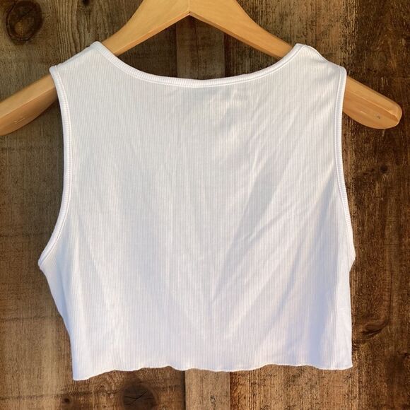 Remidoo Motor Sport Fast as Lightening 500 Raw Hem Edge Sleeveless Crop Top - Picture 2 of 6